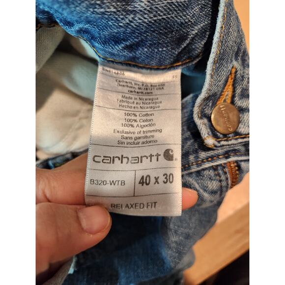 Carhartt Relaxed Straight Jeans 40x30 Durable Workwear Blue‎ Denim B320-WTB - Picture 5 of 6